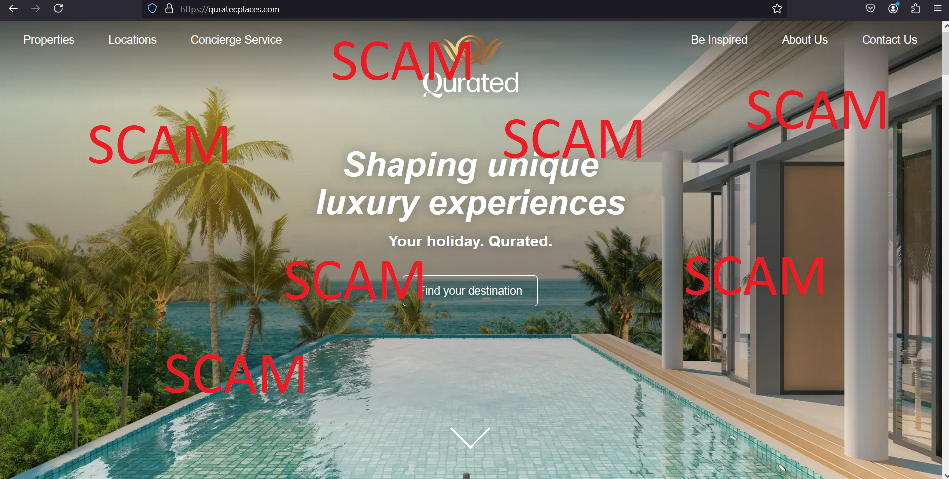 Read more about the article Fraudulent website: quratedplaces.com SCAM SCAM