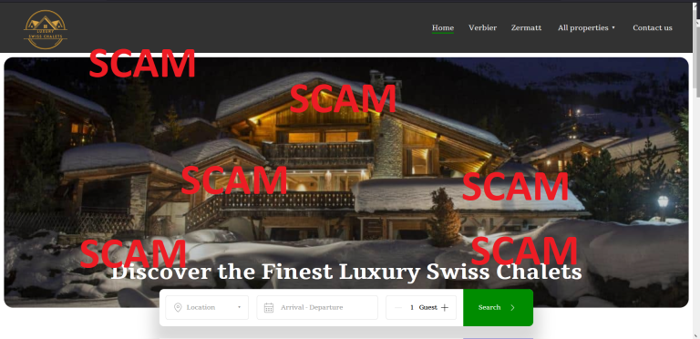 Read more about the article Fraudulent website: luxury-swiss-chalets.com SCAM SCAM